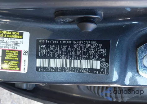 2010 Toyota Corolla Le from USA, damaged, VIN 2T1BU4EEXAC391593